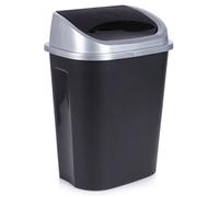Poubelle en plastique - VILDE - 25 l - Noire - 34x24x46 cm - Couvercle basculant - Légère - Facile à transporter