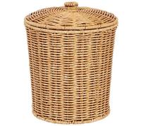 Poubelle en rotin avec couvercle, poubelle en rotin, poubelle ronde, bac de rangement tressé, panier à linge pour la chambre, le salon et la salle de bains