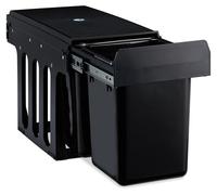 Poubelle encastrable 2 compartiments - Placard de cuisine - 2 x 8 litres - Noir - 35,5 x 25 x 47 cm