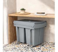 Poubelle encastrable coulissante 2 x 20 L en plastique et métal - Soft gray - Pour sous-plan de cuisine