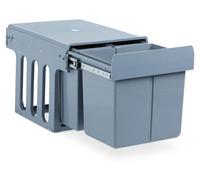 Poubelle encastrable coulissante à 3 compartiments - 2 x 8 litres et 15 litres - Gris