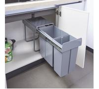 Poubelle encastrable 'Froland' 48x26x42cm Gris 1x20L+1x10L