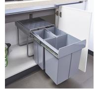 Poubelle encastrable 'Froland' 48x34x42cm Gris 2x10L+1x20L