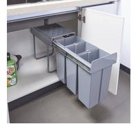 Poubelle encastrable 'Froland' 48x26x42cm gris 3x10L
