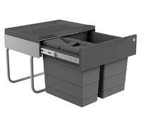 Poubelle encastrable Hailo 3644901 TR Swing Tandem-S 18+12 litres, tiroir à sortie totale, tri sélectif