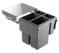 Poubelle encastrable Hailo Euro-Cargo NT480, 90 L, 60 cm, gris foncé, tri sélectif