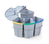 Poubelle encastrable 'Kollby' 3 x 6L+1 x 12L pivotante plastique avec couvercle Gris