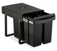 Poubelle encastrable poubelle de tri - 3 compartiments 20 + 10 + 10 litres - Coulissante - Noir - 41,3 x 34 x 51,8 cm