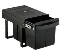 Poubelle encastrable Relaxdays, 3 compartiments, 15 l et 2 x 8 l, dimensions : 34,6 x 34 x 51,8 cm, coulissante, système de poubelles pour meuble bas, noir
