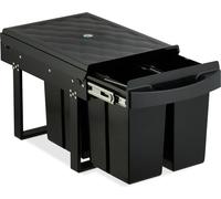 Poubelle encastrable Relaxdays, 4 compartiments, 4 x 8 l, H x l x P : 34,6 x 34 x 51,8 cm, coulissante, système de tri des déchets pour meuble bas, noir