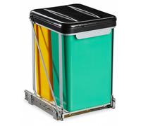 Poubelle encastrable Relaxdays, double compartiment, coulissante, poubelle de cuisine pour meuble bas, 8 l, avec couvercle, 39,5 x 30 x 25,5 cm, noir