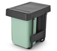 Poubelle encastrable SORT & GO 2x 15 l, gris foncé / vert jade, plast, Brabantia