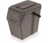 Poubelle et bac de tri Famanu - 25 litres, en plastique avec couvercle - Gris