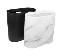 Poubelle Étroite en Plastique Aspect Marbre pour Maison Hôtel et Bureau | Profil Fin pour Espaces Exigus, Surface Lisse Décorative, Convient aux Mouchoirs dans Chambre, la Cuisine, Salon ou Salle