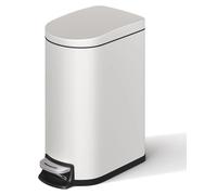 Poubelle étroite pour cuisine - Poubelle à pédale - 6 litres - Acier inoxydable - Couvercle à fermeture douce - Seau intérieur amovible - Anti-odeurs et étanche - Blanc