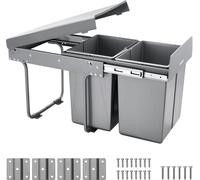 Poubelle extensible VEVOR pour armoires de cuisine (20 L x 2) double poubelle sous l'évier, poubelle à monter sous l'évier, avec système coulissant robuste à sortie totale en métal et poignée