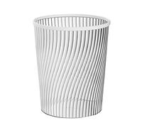 Poubelle filetée circulaire légère, verticale translucide de grande capacité pour poubelle - Corbeille à papier - Design minimal et élégant - Panier de recyclage pour bureau, maison, chambre (White)