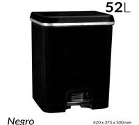 Poubelle Gama - Conteneur à déchets - 52 litres - Pédale - Rectangulaire - Polypropylène (PP) - Écologique - Noir