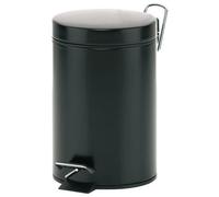 Kela Poubelle de salle de bain Monaco 20903 – 3 L, métal à pédale, seau intérieur et anse, noir