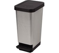 Poubelle grise à pédale 45 litres effet métal carbone