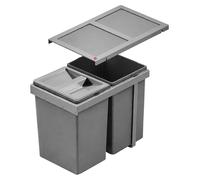 Poubelle Hailo AS Tandem 2x15 L avec couvercle biodégradable gris foncé 3669002