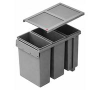 Poubelle Hailo AS Tandem 3x10 L gris foncé 3669131
