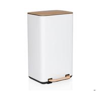 HJH Office Poubelle à pédale CLEAN NATURA 30 L Softclose métal seau intérieur Crème/Noix