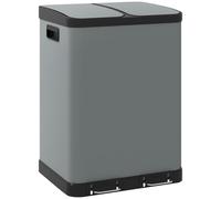 Poubelle HOMCOM 2 x 30 L, poubelle à pédale avec couvercle, pédale et seau intérieur en métal