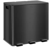 Poubelle HOMCOM 3 x 15 L, poubelle à pédale avec couvercle, pédale et seau intérieur en acier inoxydable