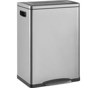Poubelle HOMCOM 40 L à pédale avec 2 seaux intérieurs, couvercle et pédale, couleur argent