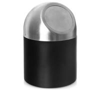 Poubelle Inox Compacte 1,2L Noire Couvercle Basculant Corbeille Table