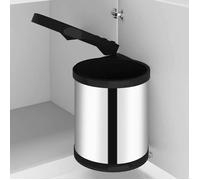 Poubelle intégrée de cuisine - vidaXL - Acier inoxydable - 12 L - Seau intérieur amovible - Montage à la base - 27x31 cm
