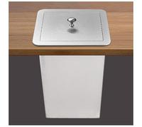 Poubelle Intégrée INOX Premium - Bac à Déchets Encastré avec Couvercle Bascule, Réceptacle Robuste pour Restaurant, Bar et Placard de Cuisine(Lid+Bucket,21.7x21.7cm)