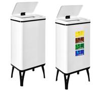 Poubelle intelligente 2er-Set, 50 litres, blanche, avec capteur, 83,5 cm