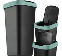 KADAX Poubelle 25 Litres, Collecteur de Déchets avec Couvercle Basculant, Poubelle pour Tri des Déchets, Corbeille à Papier en Plastique, Poubelle Robuste, Bac à Ordures (Noir/Vert)