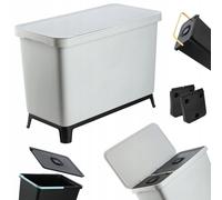 Ensemble de poubelles KADAX, poubelles suspendues à compartiments, 10 l + 23 l, gris