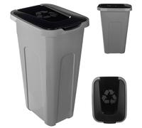 KADAX Poubelle pour tri des déchets, 30 l, robuste, avec couvercle à rabat hermétique, pour système de tri des déchets, en plastique (1, couvercle noir)