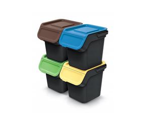 Poubelle KADDI Q SET recy noire avec filtre, volume 4 x 25l