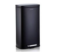 Poubelle Karat en inox "Dustin" avec système d'abaissement automatique - poubelle anti-odeur avec pédale & seau intérieur, 30 L, noir