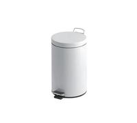 Poubelle métal blanc 12 litres ronde à pédale