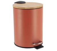 Tendance - Poubelle Métal Frein de Chute 3l - Terracotta/Bambou - Salle de Bain - Poubelles et Brosses WC