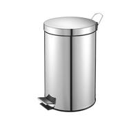 Poubelle métal inox à pédale ronde, 12 litres