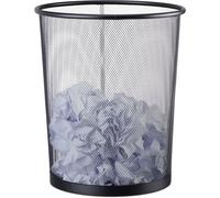 Poubelle Métal Maille Corbeille À Papier Bureau Treillis Métallique 20 Litres, 30 Cm , Hauteur 35 Cm, Noir - Relaxdays