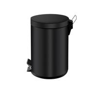 Poubelle métal noir à pédale ronde, 3 litres