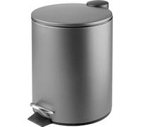 Poubelle métallique avec pédale, couvercle et récipient en plastique - élégante poubelle ou poubelle à cosmétiques pour la salle de bains, la cuisine et le bureau - gris foncé