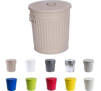 Poubelle métallique Jinfa avec couvercle et poignées - pour sac jaune, conteneur de consigne, seau à cendres de cheminée, poubelle pour aliments, conteneur à granulés | Beige | 7 L