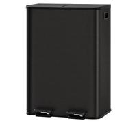 Poubelle métallique pour cuisine, double compartiment, 60 litres, système de tri des déchets avec 2 pédales et fermeture en douceur, 2 bacs intérieurs de 30 litres, poignées latérales – Tri des déchet