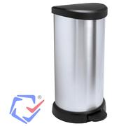 CURVER DECO BIN 40L Poubelle a pédale 30,9 x 34,9 x 69,7 cm argenté/noir 02150-582