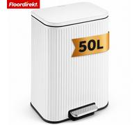 Poubelle Miles – Poubelle à pédale avec couvercle à fermeture douce et seau intérieur amovible – Blanche – 50 litres