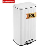 Poubelle Miles – Poubelle à pédale avec couvercle à fermeture douce et seau intérieur amovible – Blanche – 30 litres